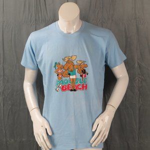 Vintage Graphic T-shirt - Mooscle Beach Cartoon Graphic - Men's Large